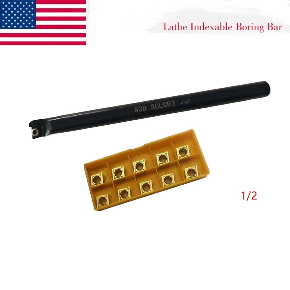95° 1/2" Shank 7" Long Lathe Indexable Boring Bar S08-sclcr-3 Turning