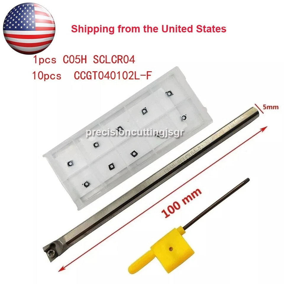 5mm Sclcr04 Inner Bore Carbide Holder + Ccgt040102l-f Ceramic Inserts