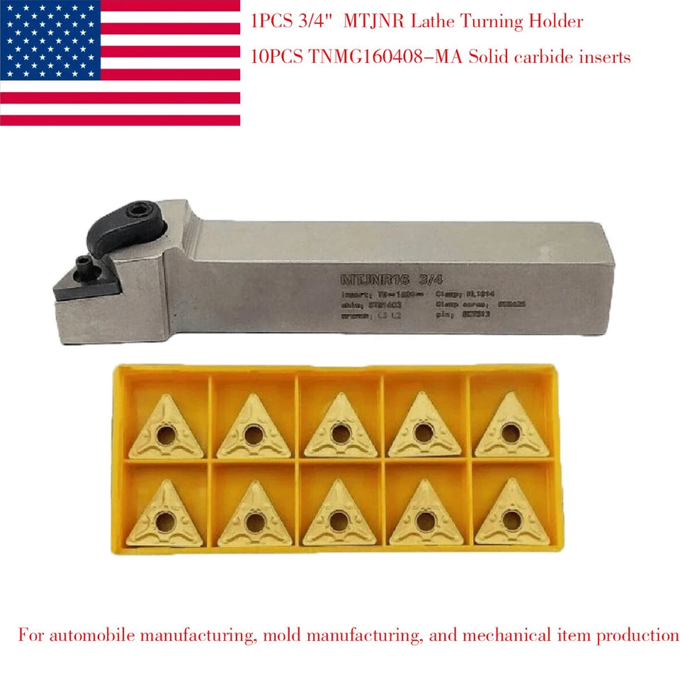 3/4" Shank 125mm Long Mtjnr Lathe Turn Holder + Tnmg332-ma Carbide