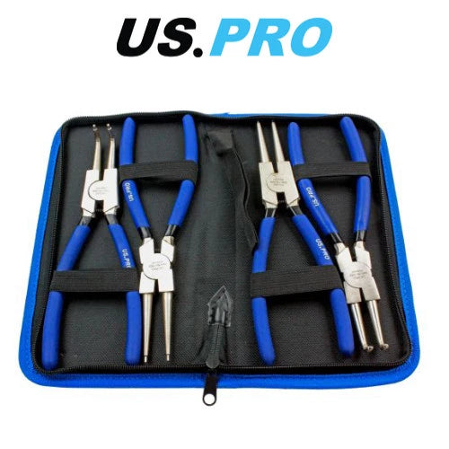 Us Pro 9" Ni-fe Finish Circlip Plier Set In Zip Case 1822