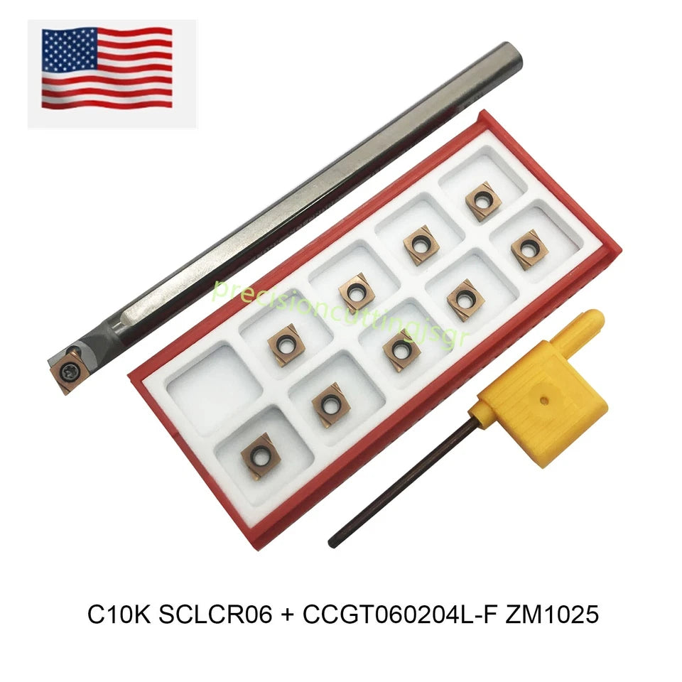 Solid Carbide C10k-sclcr06 Indexable Lathe Boring Bar 10 Mm Shank +