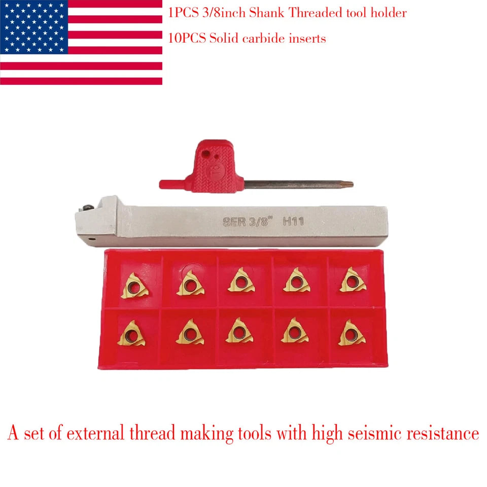 3/8 " Shank Ser Thread Tool Holder + 11er Ag60 Solid Carbide Inserts