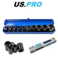 Us Pro 1/2" Dr Shallow Impact Metric Socket Set 9 - 27mm 1396