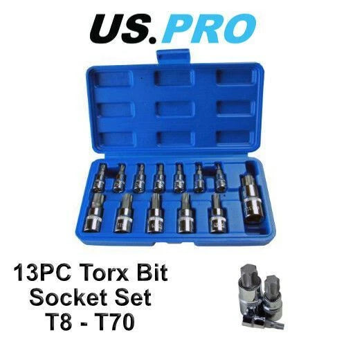 Us Pro Torx Bit Socket Set T8 - T70 1/4" 3/8" 1/2" Drive 2067