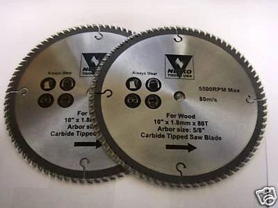 2 10" Neiko Circular Table Miter Saw Blades Carbide 80t