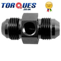 AN -12 (12AN JIC)  Male - Male Union+ Gauge Adapter 1/8" NPT Side Port In Black