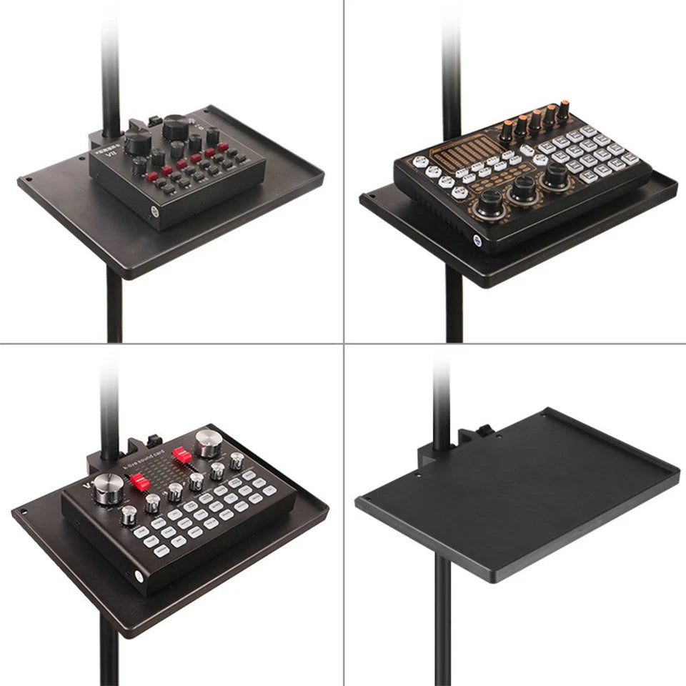 Microphone Stand Sound Card Tray Black Easy To Install Live Holder