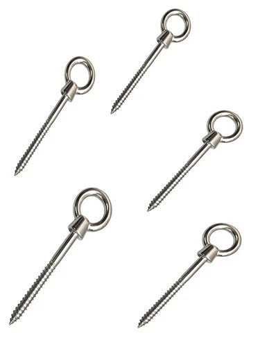 Set Of 1/2 X 4-3/4 Inch Stainless Steel Screw Lag Eye Bolts