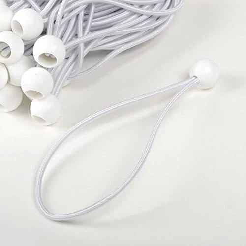 9" Heavy Duty Tie Downs White Ball Bungee Cords Set