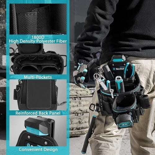 Duratech Large Capacity Tool Pouch W/belt Clip Electrician Tool Pouch