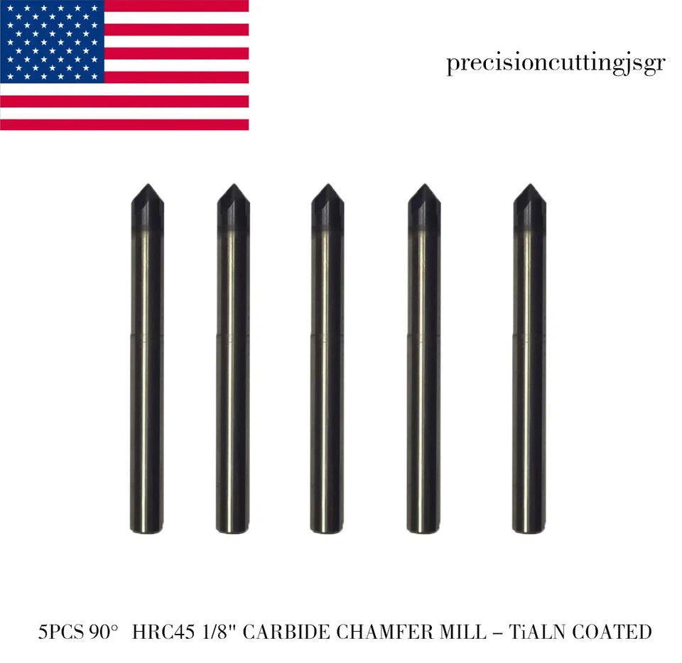 3/16" 4 Flute 90 Degree Carbide Chamfer Mill- Single End