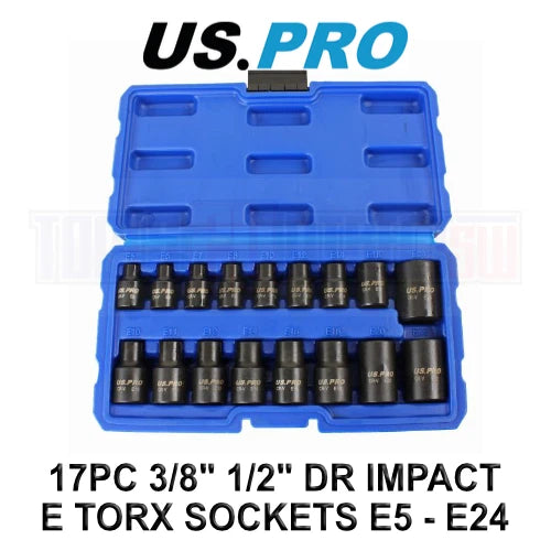 Us Pro Tools 3/8" & 1/2" Dr Impact E-torx Socket Set E5 To E24 3420