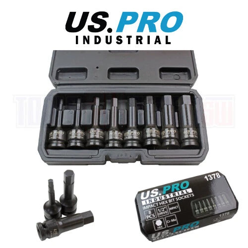 Us Pro Industrial 1/2" Impact Hex Bit Socket Set Impact Allen Keys H5