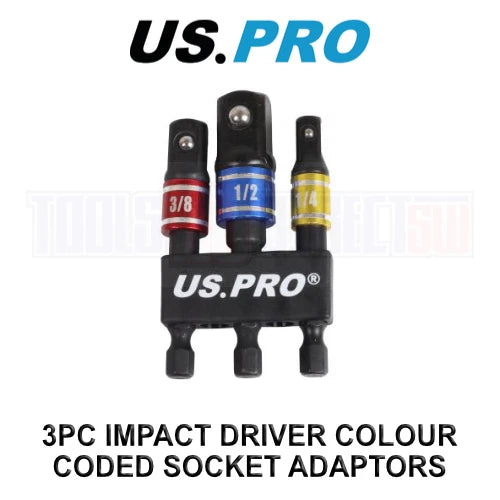 Us Pro Tools Impact Driver Colour Coded Socket Adaptors 7168