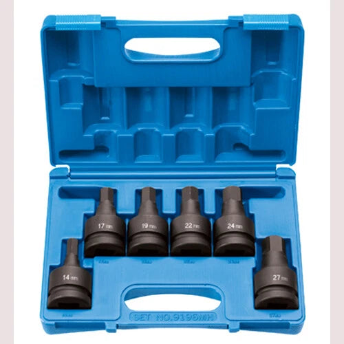 Grey Pneumatic 9196mh 1" Drive Hex Driver Metric Set Socket