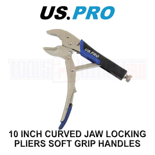 Us Pro Tools 10 Inch Curved Jaw Locking Pliers With Soft Grip Handles