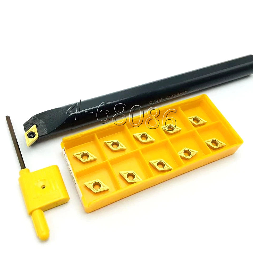14mm Boring Bar Lathe Turn Tool Holder + Dcmt070204 Carbide Inserts