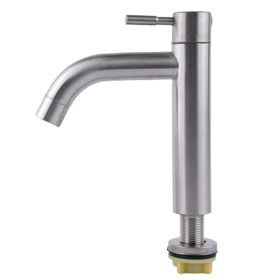 Basin Faucet Sink Tap Bathroom Faucet Cold Water Silver Brushed