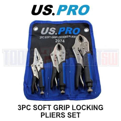 Us Pro Tools Soft Grip Locking Pliers Set 6.5, 7, 10" Mole Grips 2074