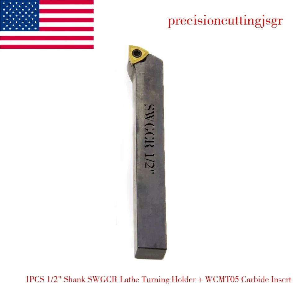 New 1/2" Shank Swgcr Lathe Turning Holder + Wcmt05 Solid Carbide