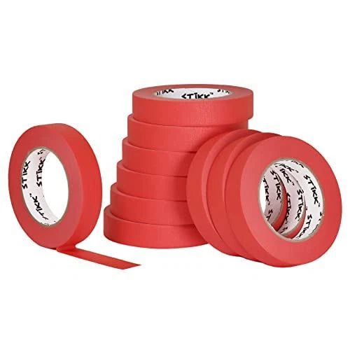 10 Pack 1" Inch X 60yd Stikk Red Painters Tape 14 Day Easy Removal