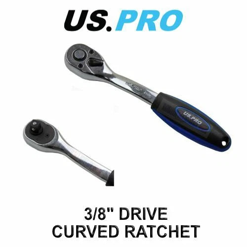 Us Pro Tools 3/8" Drive Quick Release Curved Offset Ratchet 72 Teeth