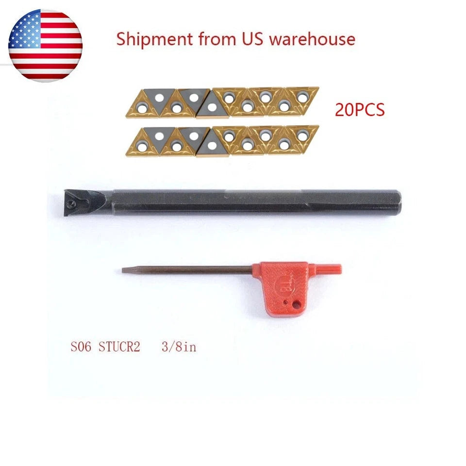 3/8" Shank S06-stucr02 Indexable Boring Bar + Tcmt110204 Carbide