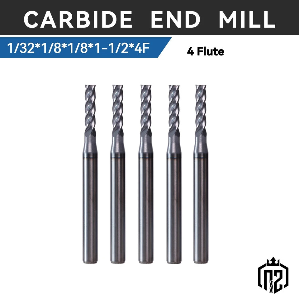1/32" 4 Flute 1-1/2" Overall Length Carbide End Mill - Altin Coated