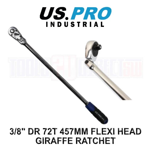 Us Pro Industrial 3/8" Dr 72t 457mm Flexi Swivel Head Giraffe Ratchet