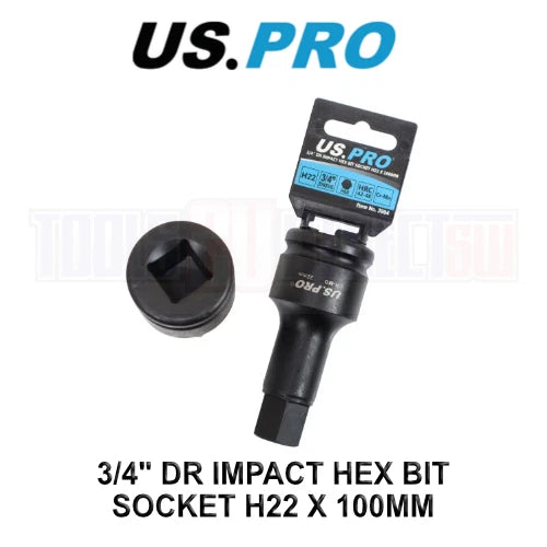 Us Pro Tools H22 X 100mm 3/4" Dr Impact Hex Bit Socket 3994
