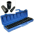 Deep Impact Socket Set 1/2"dr Crv Black Chrome Steel + Case