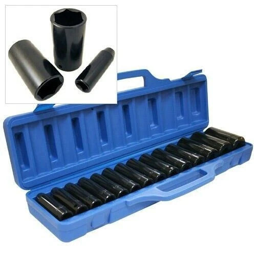 Deep Impact Socket Set 1/2"dr Crv Black Chrome Steel + Case