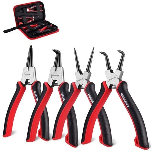 Arrow 4-piece Heavy Duty 7-inch Snap Ring Pliers Set Cr-v Steel