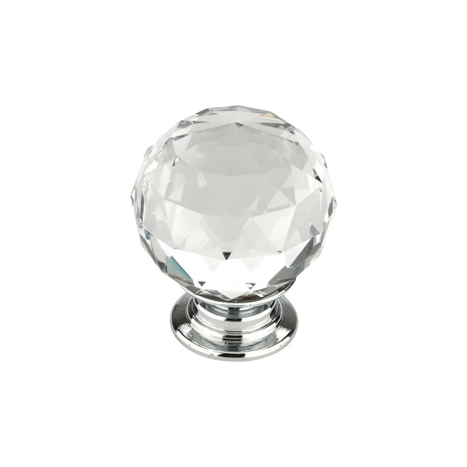 Crystal Chrome Clear Sphere Round 1-3/16" (30mm) Kitchen Cabinet