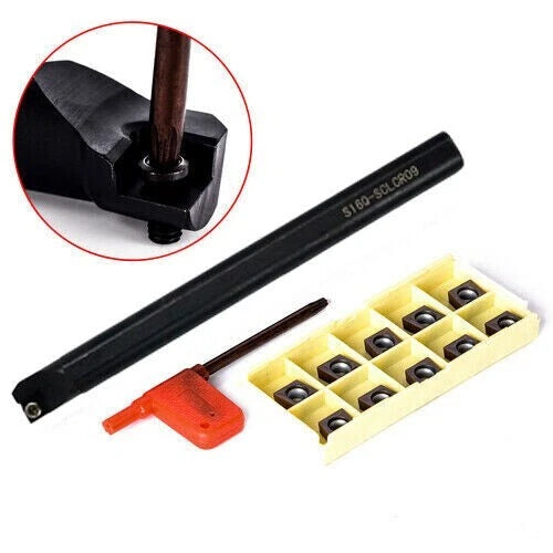 Internal Lathe Turning Tool Holder Boring Bar +10x Ccmt09t3 Inserts