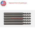 5 Pack 1/32" Solid Carbide End Mills – 2 Flute Ball Nose Center