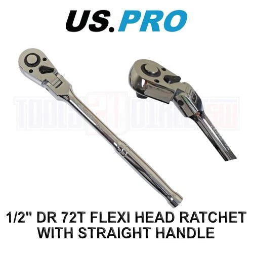 Us Pro Tools 1/2" Dr 72t Flexi Head Ratchet With Straight Handle 4231