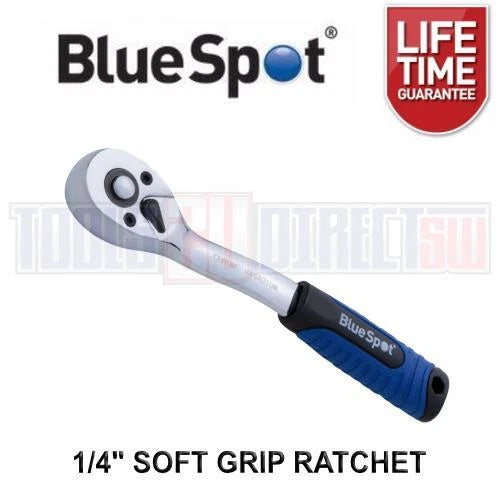 Bluespot 1/4" Dr Soft Grip Ratchet, 72 Teeth, Quick Release 02010
