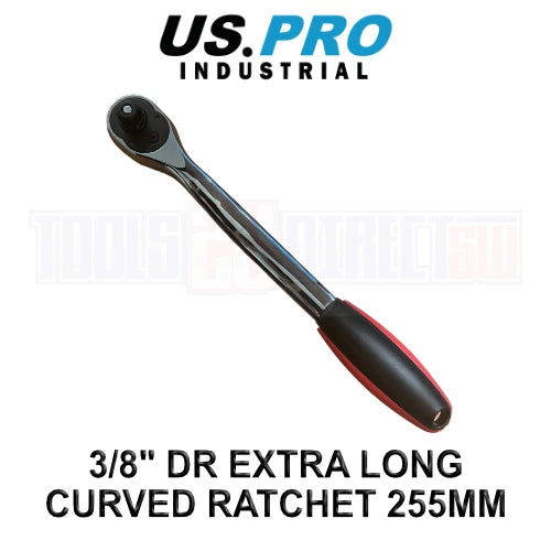 Us Pro Industrial 3/8" Dr 72t Tooth 255mm Extra Long Curved Ratchet