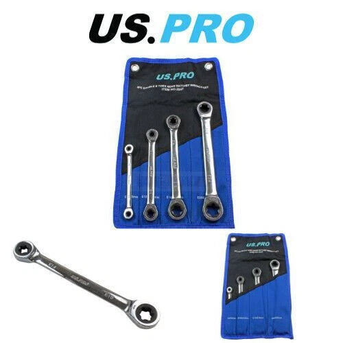 Us Pro Tools Metric Double E-torx Gear Ratchet Spanner Set E6 - E24