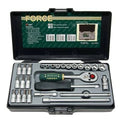 Force 2281-5 1/4" Dr. 6pt Flank Metric Socket & Accessories Set 24t