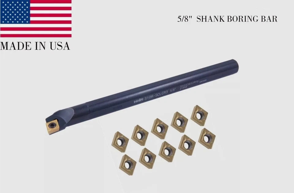 5/8" Shank X 8" Long S10-sclcr3 Indexable Boring Bar + 10p Ccmt09t304
