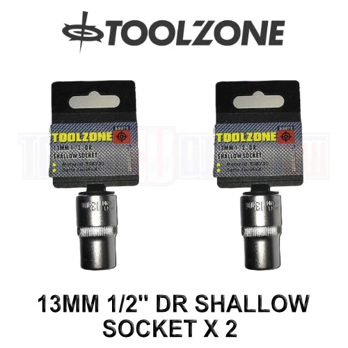Toolzone 13mm 1/2'' Dr 6 Point Shallow Socket X 2 Ss072