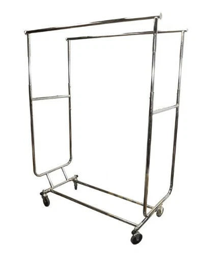 Double Bar Adjustable Parallel Clothes Rack W/ Swivel Wheels