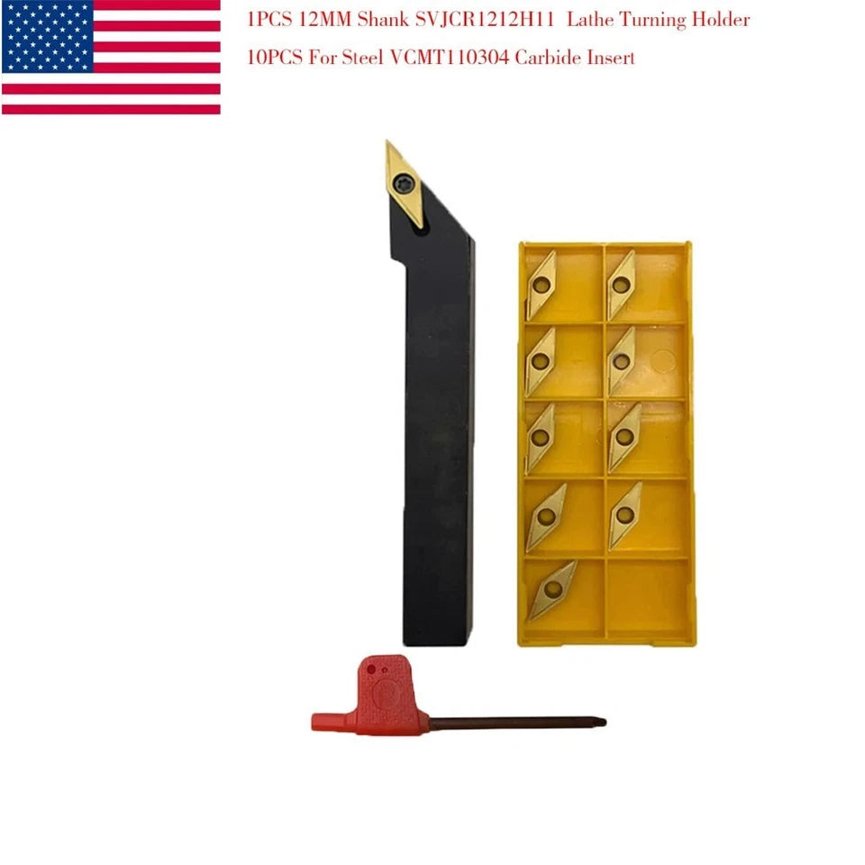 For Steel 12mm Svjcr H11 Right Lather Turning Holder + 10p Cs