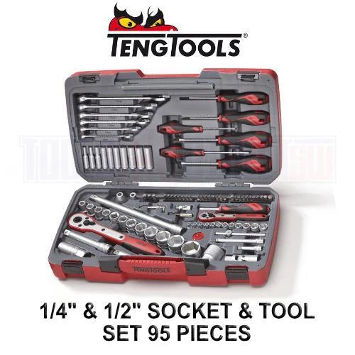 Teng Tools 1/4" & 1/2" Socket, Ratchet, Spanner, Screwdriver Set Tm095