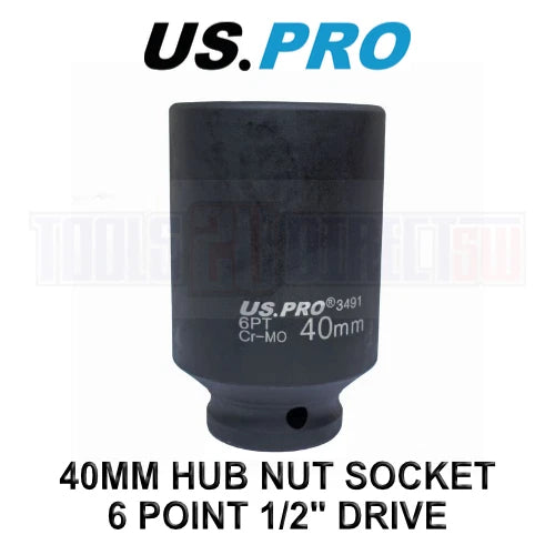 Us Pro Tools 40mm 1/2" Dr 6 Point Deep Hub Nut Socket, Gearbox Etc