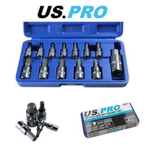 Us Pro Tools Metric Hex Bit Socket Set 2 - 14mm 1/4" 3/8" 1/2" - 2097