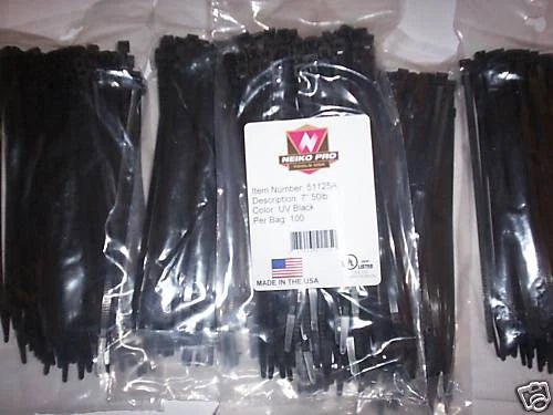 500 Black 7" Nylon Wire Cable Zip Ties Made In Usa