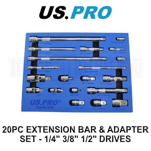 Us Pro Tools Socket Extension Bar Uj Adapter Set 1/4" 3/8" 1/2" Dr